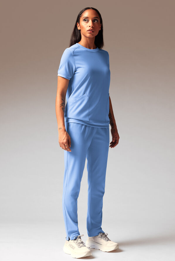 Blusa médica Hypothesis Kentica con cuello redondo y 4 bolsillos para mujer - Ceil Blue - 2