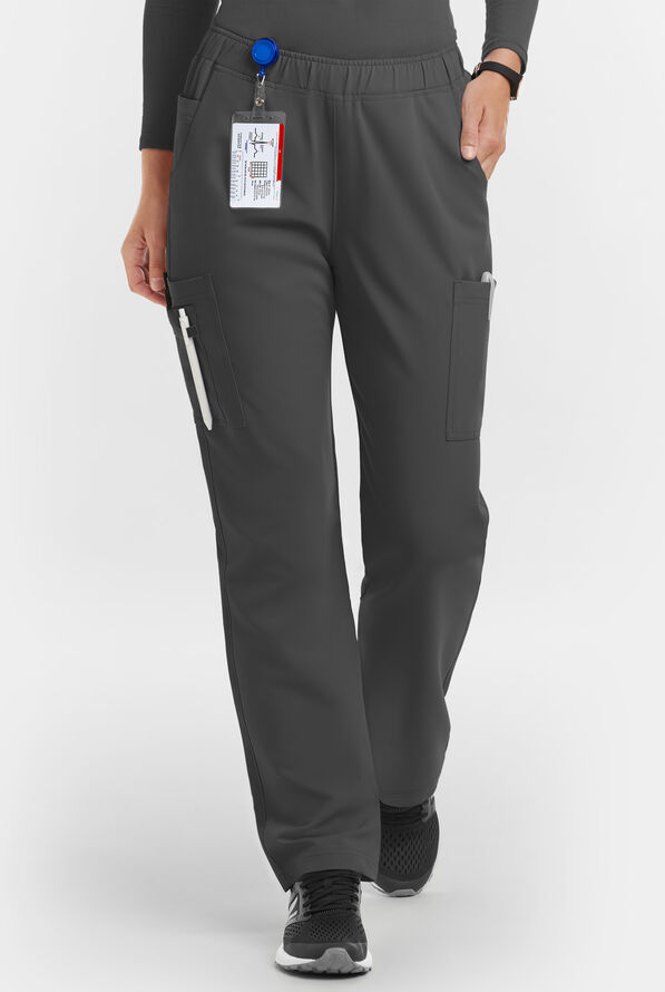 MOVEMENT by Butter-Soft Rigel Women's 9-Pocket Interior Drawstring STRETCH Scrub Pants - Pewter - 1