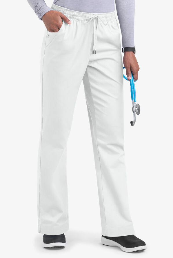 Pantalón médico UA Butter-Soft STRETCH con cintura elastizada con cordón ajustable y 3 bolsillos para mujer - White - 1