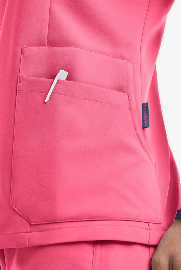 Blusa m&eacute;dica MOVEMENT by Butter-Soft Antares STRETCH con cuello en V y 6 bolsillos para mujer - Rose Dusk - 8