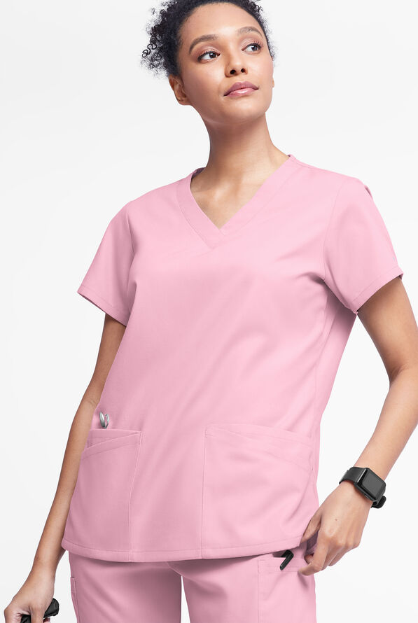 Butter-Soft Originals Women's 6-Pocket V-Neck Scrub Top - Blush - 2