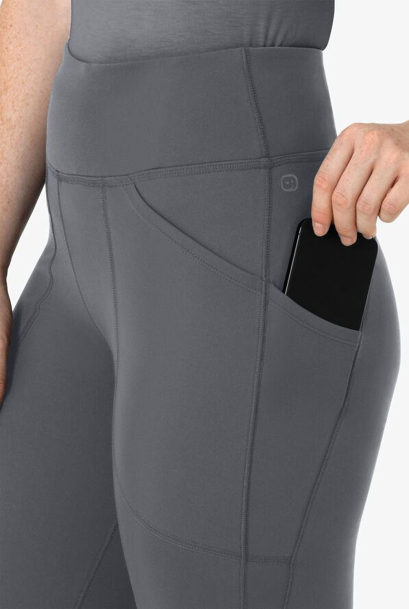 Wink Renew Knit Women's 5-Pocket STRETCH Yoga Waist Flare Leg Scrub Pants - Pewter - 3