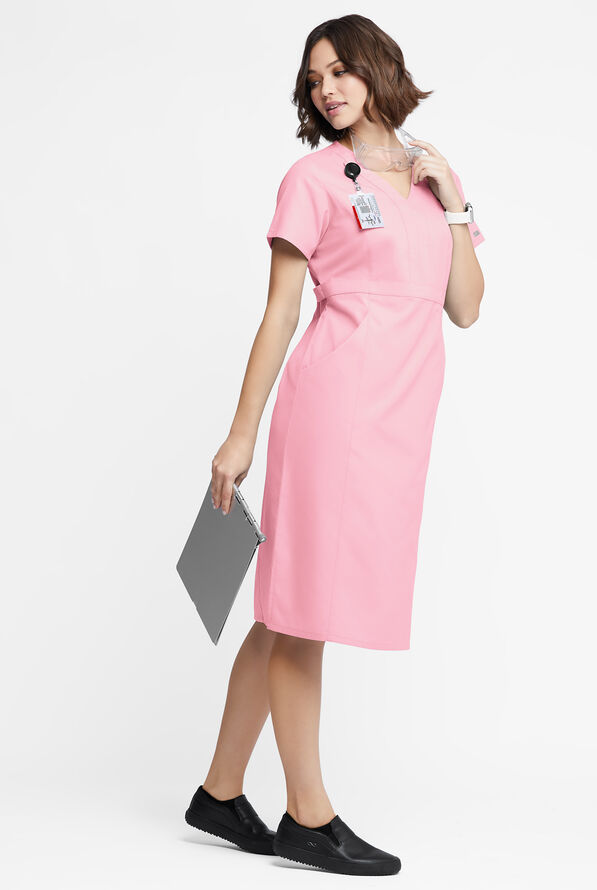 Butter-Soft Originals Women's 4- Pocket V-Neck Empire Waist Dress - Blush - 4