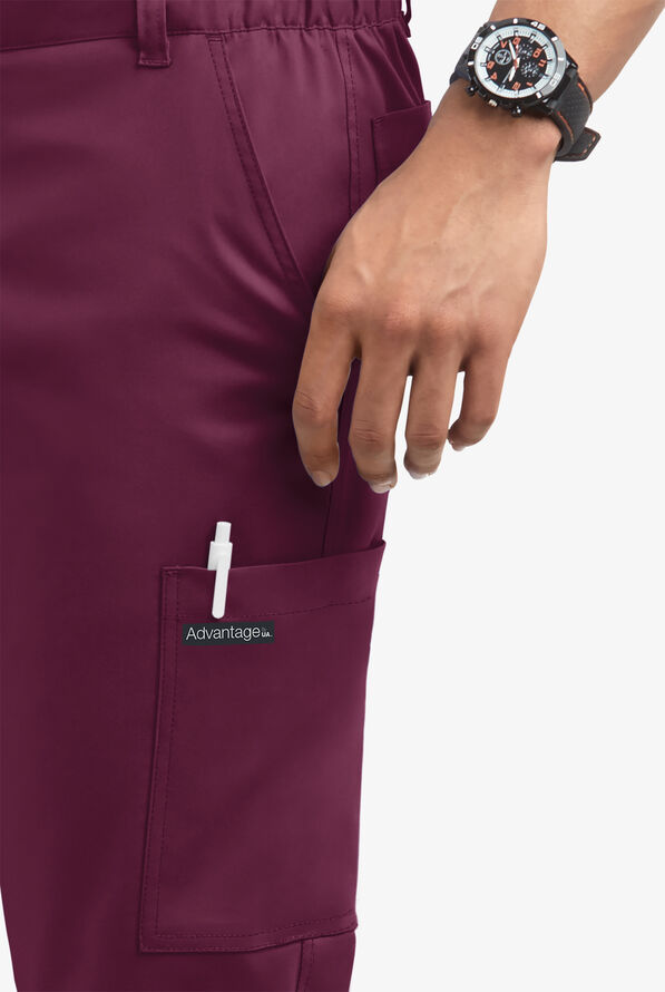 Advantage STRETCH Men's 8-Pocket Cargo Scrub Pants - Wine - 2