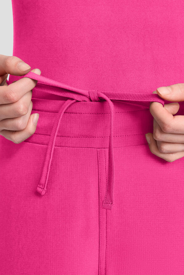 Med Couture Amp Women's 4-Pocket STRETCH Straight Leg Rib-Knit Cargo Scrub Pant - Pink Power - 3