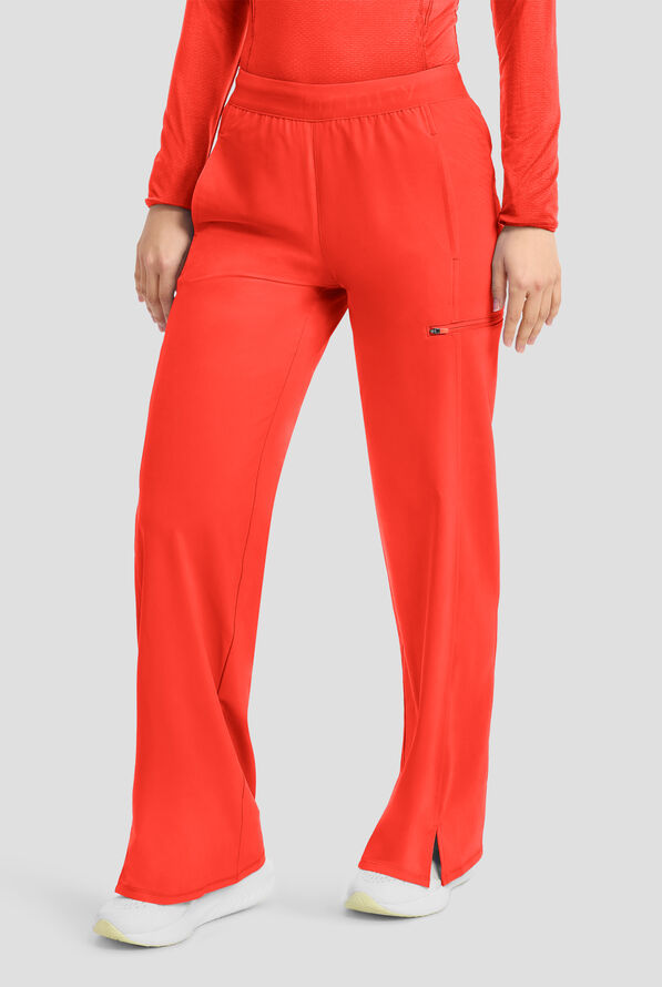 Infinity GNR8 Women's 6-Pocket STRETCH High-Rise Wide Leg Scrub Pant - Vivid Orange - 4