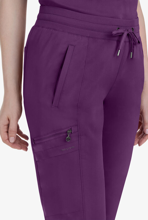 Healing Hands Purple Label Toby Women's 7-Pocket STRETCH Jogger Drawstring Scrub Pant - Eggplant - 2