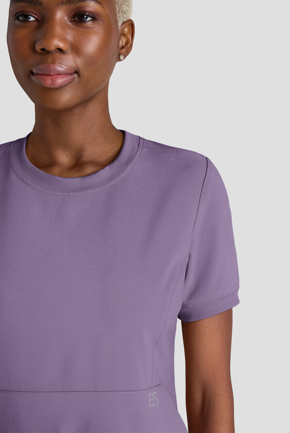 Easy STRETCH Anya Women's 2-Pocket Relaxed Crew Neck Scrub Top - Purple Dusk - 4