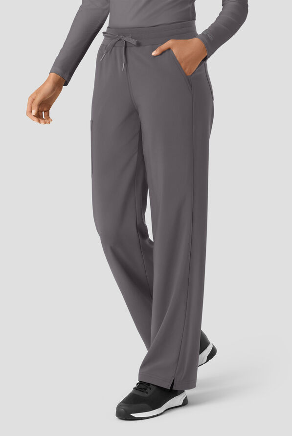 Pantal&oacute;n m&eacute;dico Carhartt Cross-Flex Force STRETCH de corte acampanado estilo cargo con cord&oacute;n convertible y 6 bolsillos para mujer - Pewter - 4