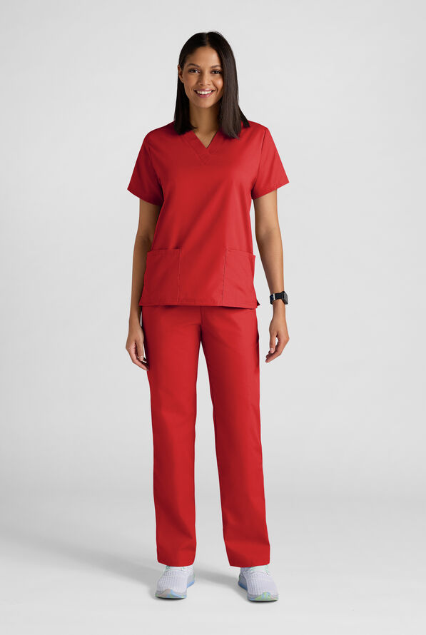 Strictly Scrubs Women's 4-Pocket Scrub Set - Red - 2