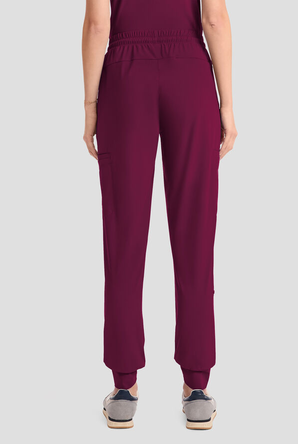 Infinity Pursuit Women's 5-Pocket STRETCH Drawstring Jogger Scrub Pant - Wine - 4