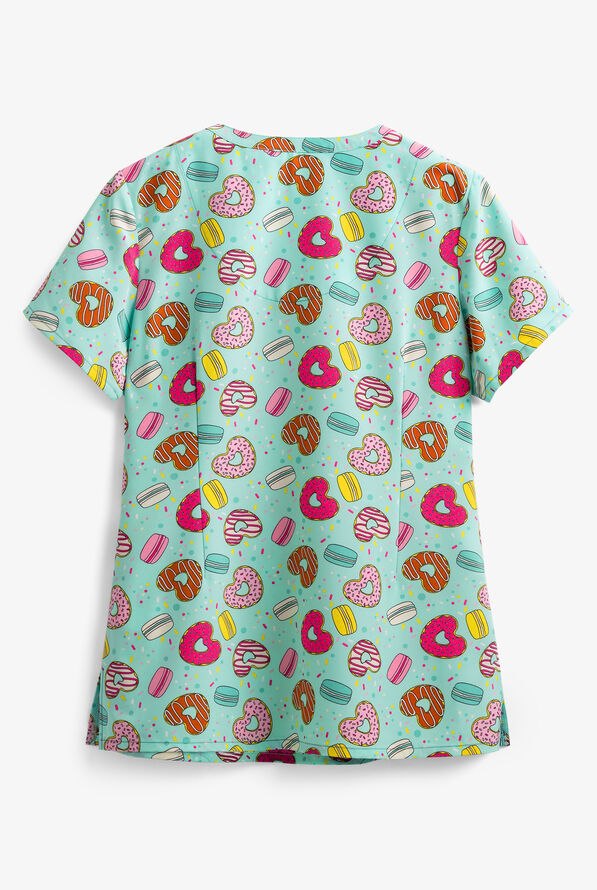 Maevn Sweet Goodness Women's 3-Pocket V-Neck Print Scrub Top - null - 2