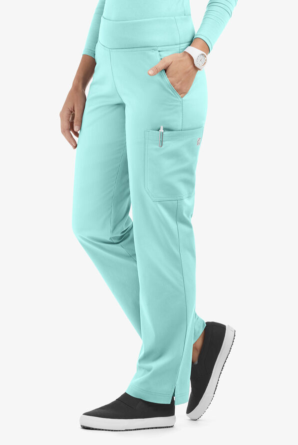 Pantalón médico UA Butter-Soft STRETCH estilo yoga con cintura de punto tejido y 4 bolsillos para mujer - Sea Frost - 1