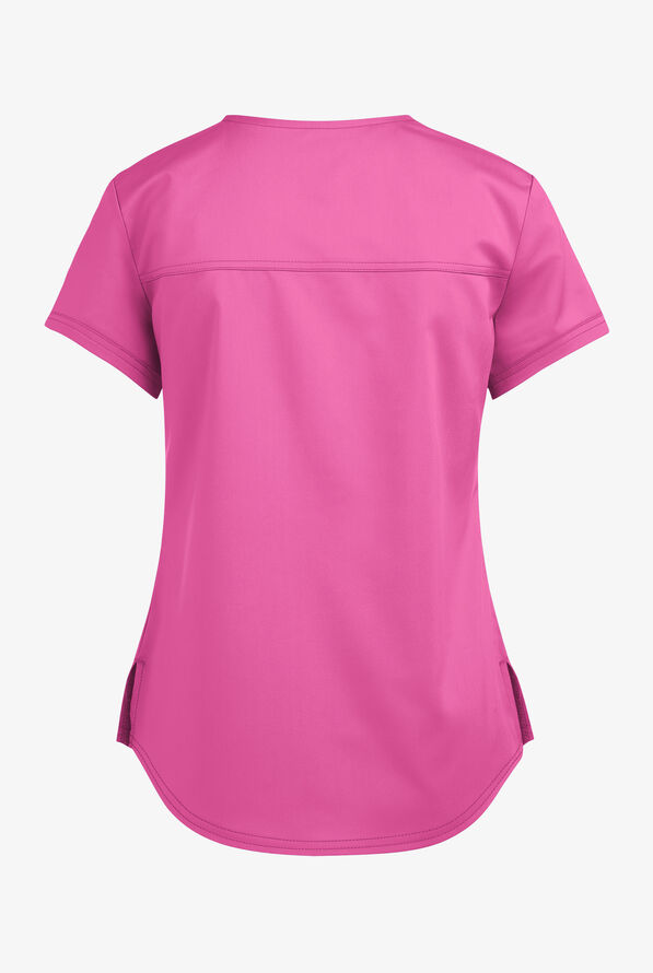 Cherokee Workwear Revolution Women's 1-Pocket STRETCH Tuck In V-Neck Scrub Top - Sweet Berry - 3