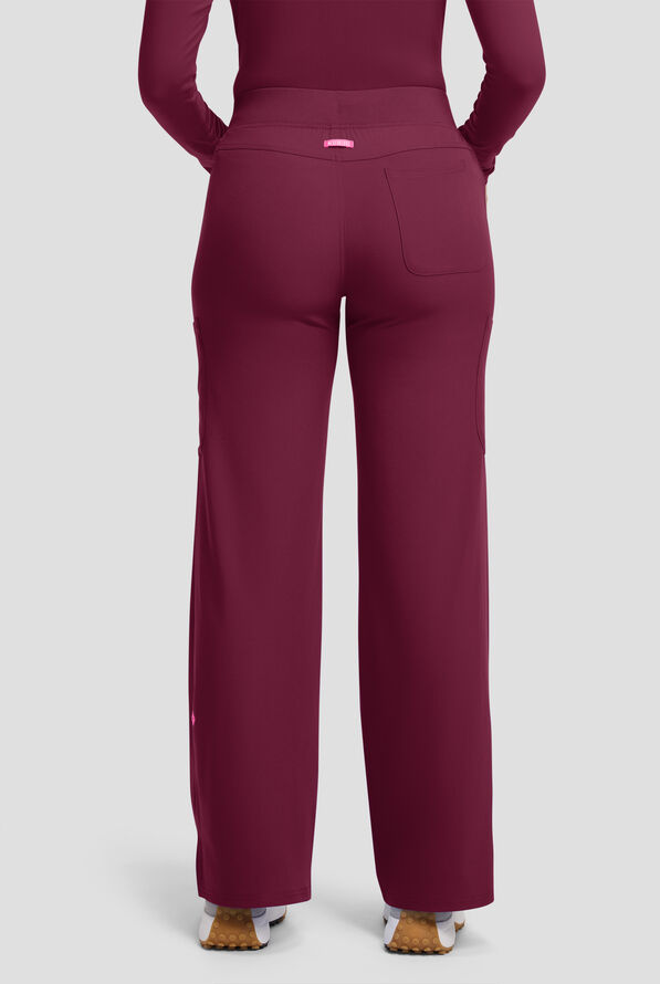Med Couture Amp Women's 5-Pocket STRETCH High-Rise Wide Leg Cargo Scrub Pant - Wine - 4
