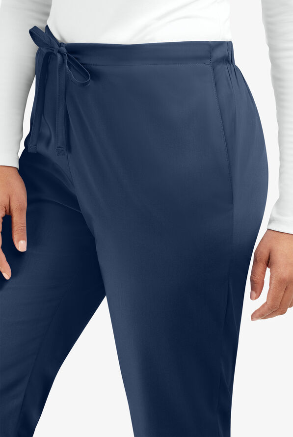 Cherokee Workwear Women's 3-Pocket Flare Leg Drawstring Scrub Pants - Petite - Navy - 2