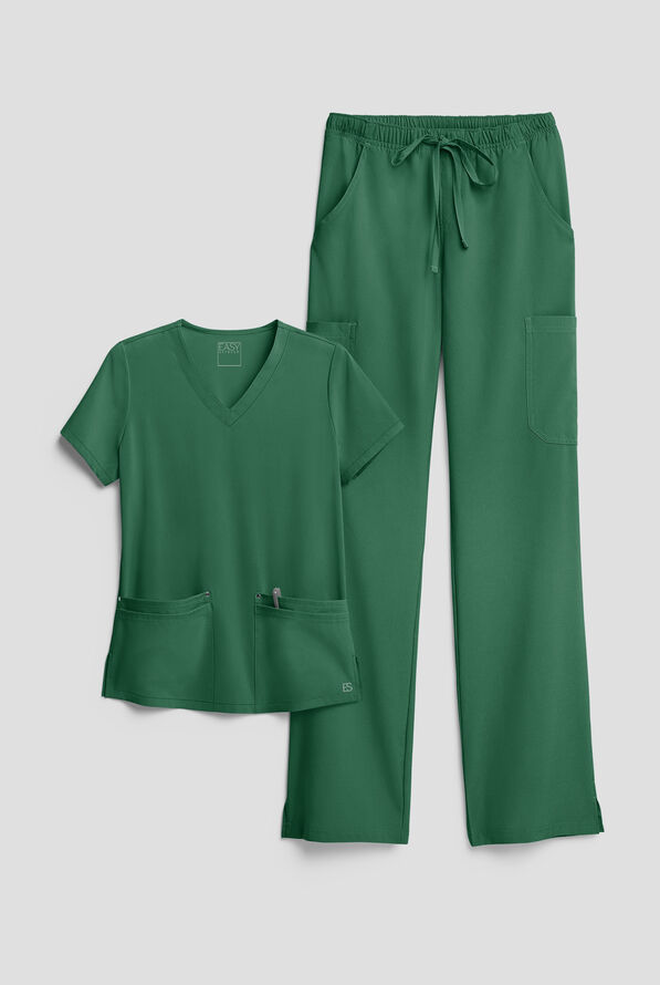 Easy STRETCH Women's 8-Pocket Scrub Set - Hunter - 1
