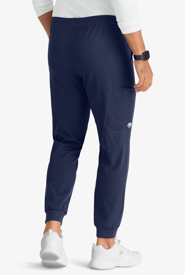 Skechers by Barco Structure Men's 3-Pocket STRETCH Cargo Jogger Scrub Pants - Short - Navy - 4