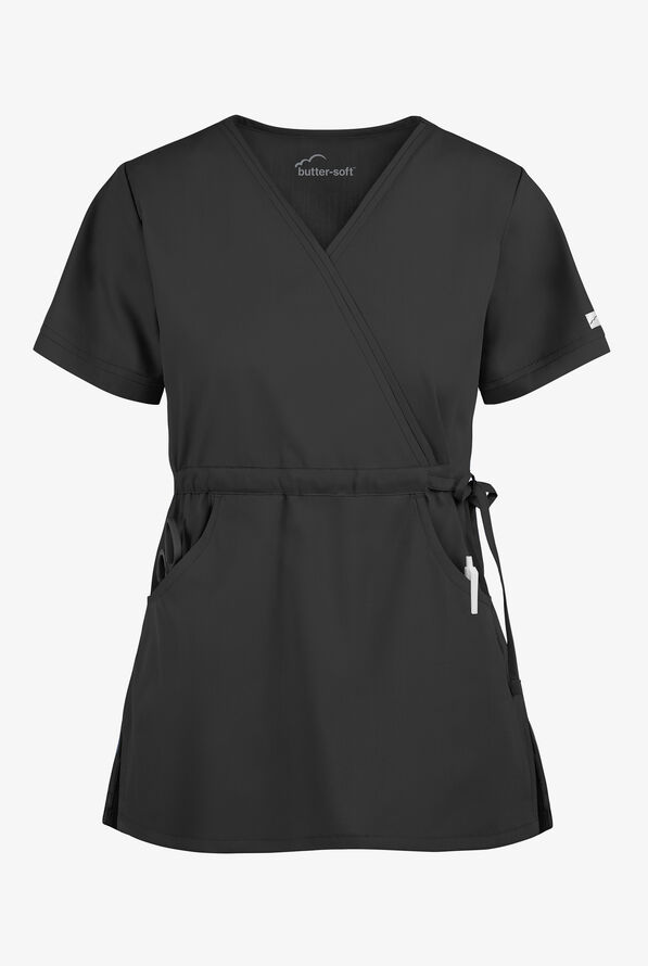 Solid Mock Wrap Scrub Top with Side TieUniform Advantage