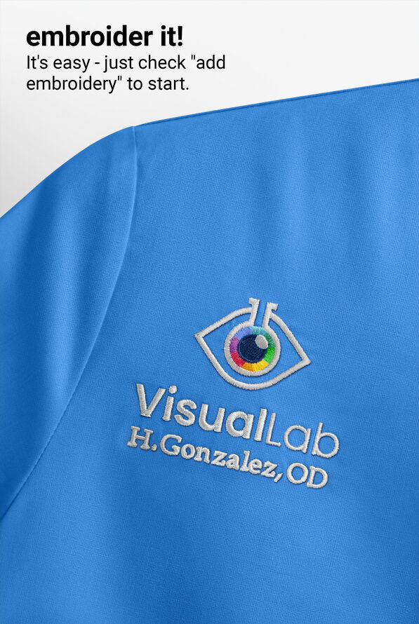 Blusa m&eacute;dica Easy STRETCH Nikki con cuello festoneado y 1 bolsillo para mujer - Cerulean - 9