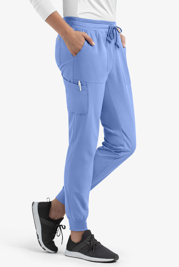 Maevn Matrix UA Exclusive Women's 5-Pocket STRETCH Jogger Scrub Pants - Petite - Ceil Blue - 3