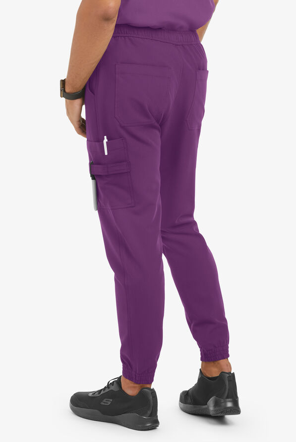 MOVEMENT by Butter-Soft Polaris Men's 10-Pocket Jogger STRETCH Scrub Pants - Eggplant - 2