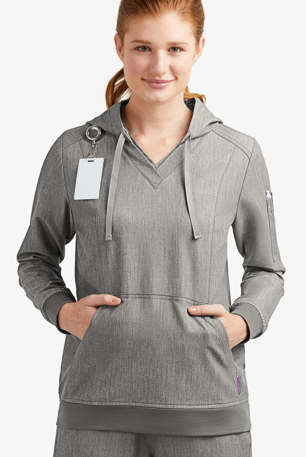 Sudadera m&eacute;dica MOVEMENT by Butter-Soft Sirius STRETCH con capucha y 4 bolsillos para mujer - Graphite Heather - 3
