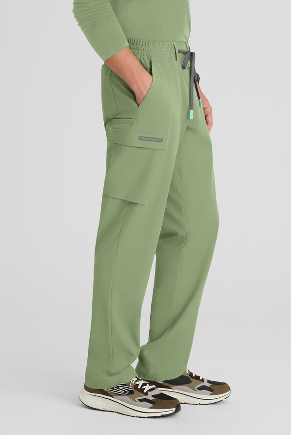 Skechers by Barco Ripstop Station Terrain Men's 6-Pocket STRETCH Straight Leg Cargo Scrub Pants - Field Green - 3