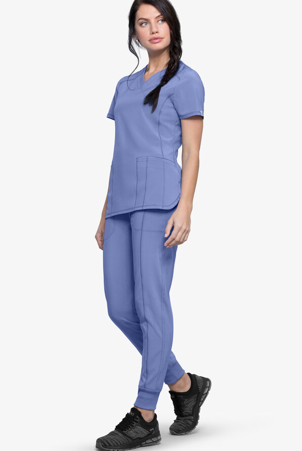 Infinity Women's 2-Pocket STRETCH V-Neck Scrub Top - Ceil Blue - 2