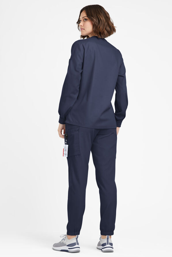 Blusa m&eacute;dica manga larga Butter-Soft Originals con cuello en V curvo y 7 bolsillos para mujer - Navy - 4