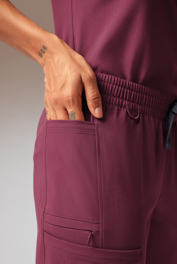 Hypothesis Cache Women’s 6-Pocket Jogger Scrub Pant - Wine - 8