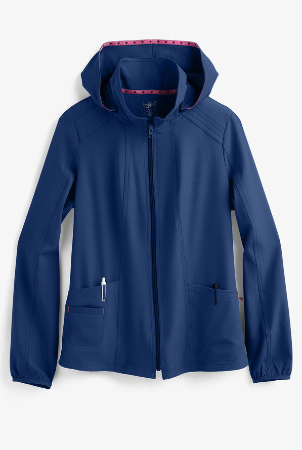 heartsoul Break On Through Women's 3-Pocket STRETCH Zip Front Warm-Up Scrub Jacket - Navy - 1