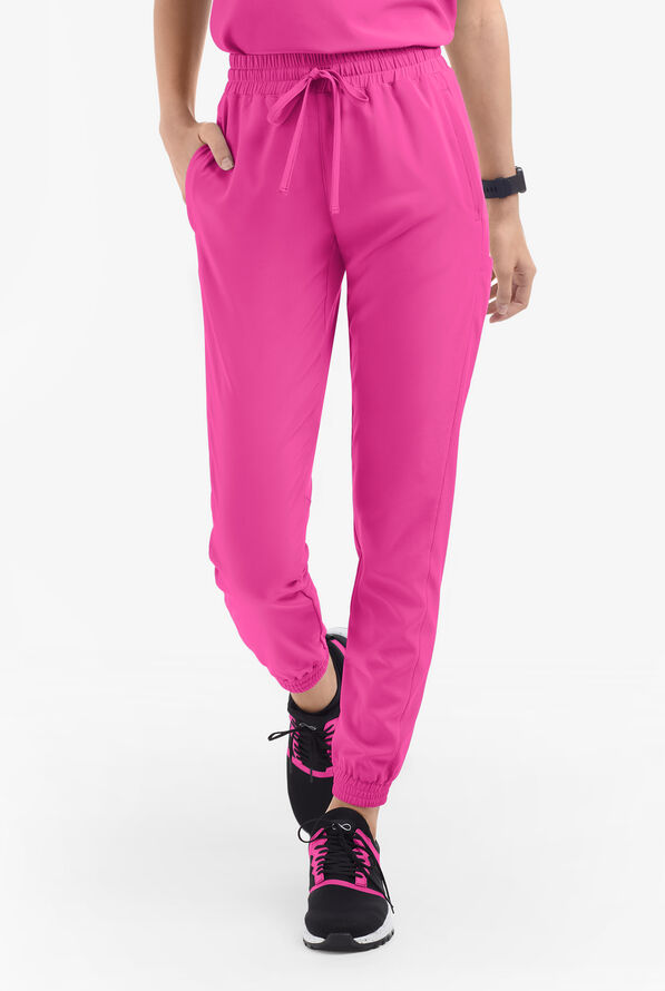 Easy STRETCH Kourtney Women's 5 Pocket Modern Slim Leg Jogger Scrub Pants - Petite - Glam Pink - 2