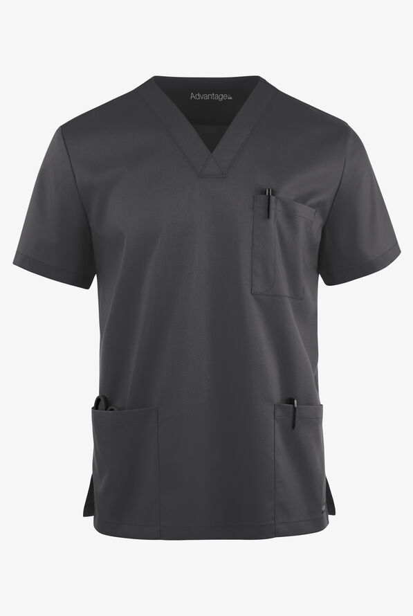 Advantage STRETCH Men's 6-Pocket V-Neck Scrub Top - Pewter - 1