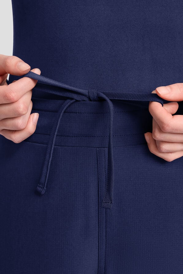 Med Couture Amp Women's 4-Pocket STRETCH Straight Leg Rib-Knit Cargo Scrub Pant - Navy - 3