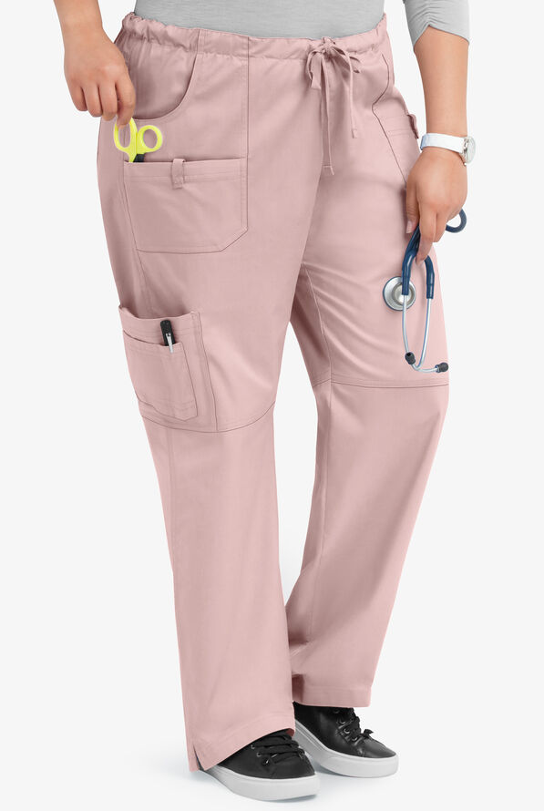 Butter-Soft STRETCH Women's 10-Pocket Drawstring Scrub Pants - Mauve Shadow - 4
