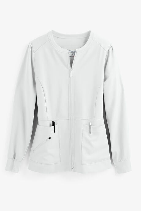 Grey's Anatomy by Barco Spandex STRETCH Millie Women's 3-Pocket Zip Front Warm Up Scrub Jacket