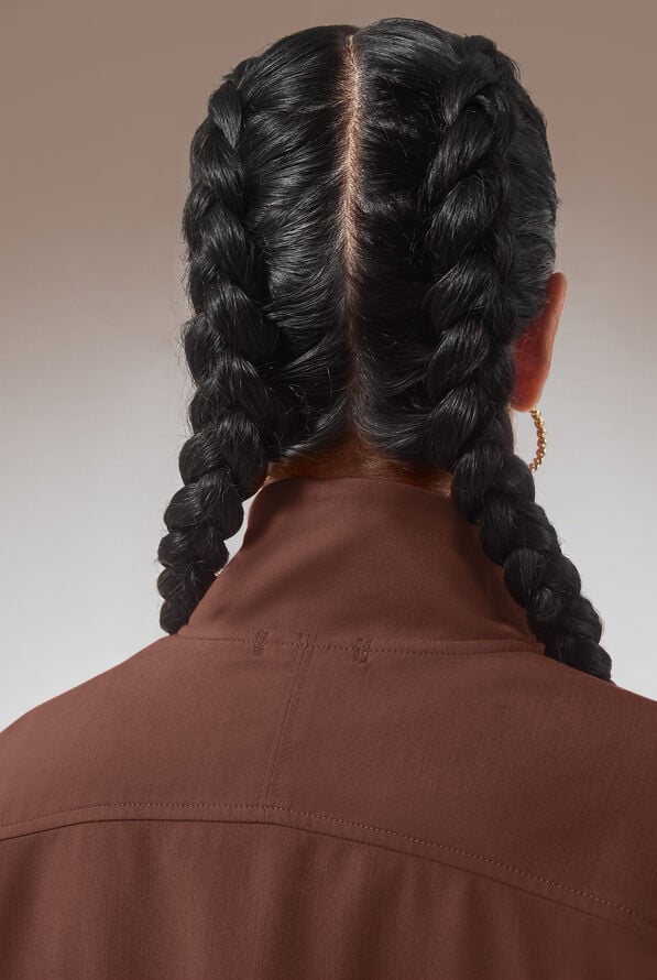 Hypothesis Base Women's 3-Pocket Relaxed Fit Zip Front Scrub Jacket - Bitter Chocolate - 5