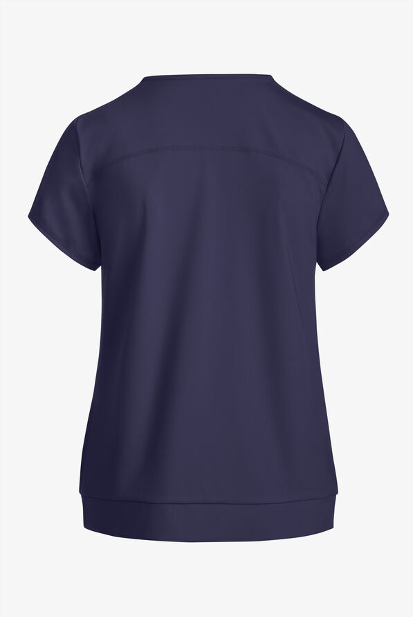 Grey's Anatomy by Barco Knit STRETCH Motivate Women's 2-Pocket Banded V-Neck Scrub Top - Indigo - 2