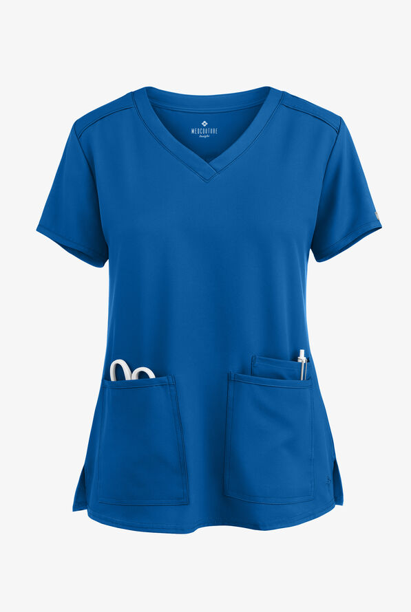 Med Couture Insight Women's 3-Pocket V-Neck Scrub Top - Royal - 1