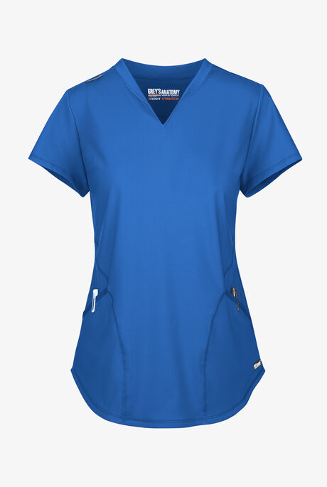 Grey's Anatomy by Barco Knit STRETCH Define Women's 2-Pocket Banded Notched V-Neck Scrub Top