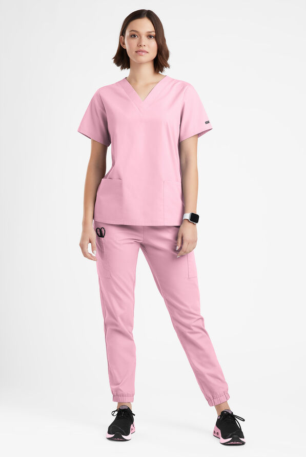 Butter-Soft Originals Women's 2-Pocket V-Neck Scrub Top - Blush - 2