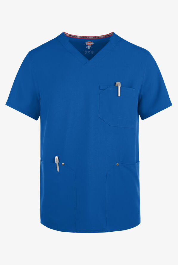 Dickies EDS NXT Men's 3-Pocket V-Neck Scrub Top - Royal - 1