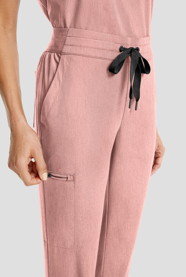 Healing Hands Quest Women's 5-Pocket STRETCH Drawstring Jogger Scrub Pant - Pink Pearl - 2