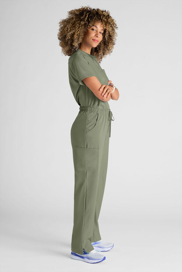 Easy STRETCH Eden Women's 4-Pocket Drawstring Scrub Pants - Petite - Olive Leaf - 7