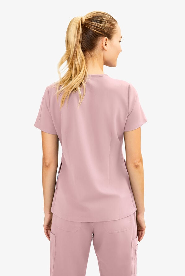 Blusa m&eacute;dica Keswi con cuello en V y 6 bolsillos para mujer - Mauve Shadow - 3