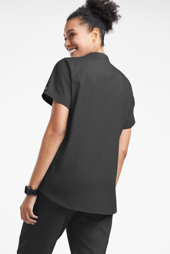 Strictly Scrubs Women's 6-Pocket Mandarin Collar Scrub Top - Black - 3