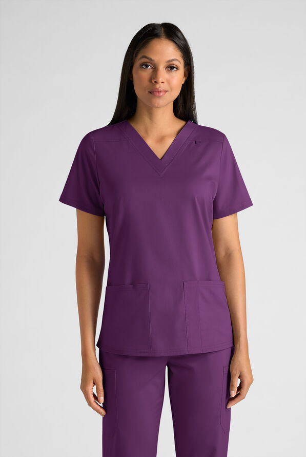 Butter-Soft STRETCH FLXTEK+ Women's 4-Pocket V-Neck Scrub Top - Eggplant - 1