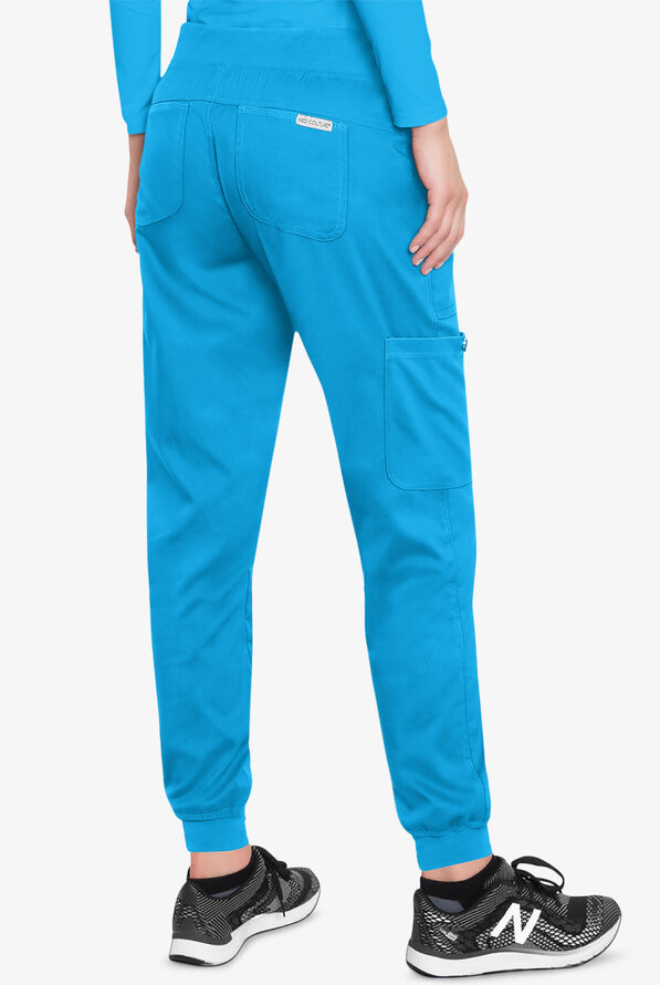 Med Couture Touch Women's 5-Pocket STRETCH Cargo Yoga Jogger Scrub Pants - Mali-Blue Shore - 2