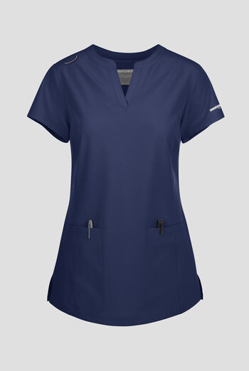 Blusa m&eacute;dica Skechers by Barco Coast STRETCH con tapeta en el cuello en V y 2 bolsillos para mujer